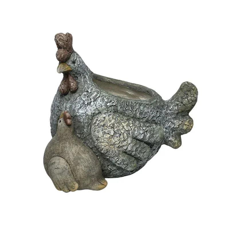 Planter Pot Chicken Hen Chick Rustic Country