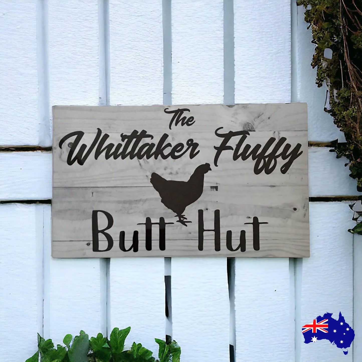Fluffy Butt Hut Custom Personalised Chicken Sign - The Renmy Store Homewares & Gifts