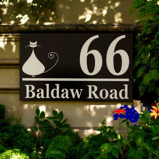 Personalised Street Number Address Letter Box Cat Custom Sign - The Renmy Store Homewares & Gifts