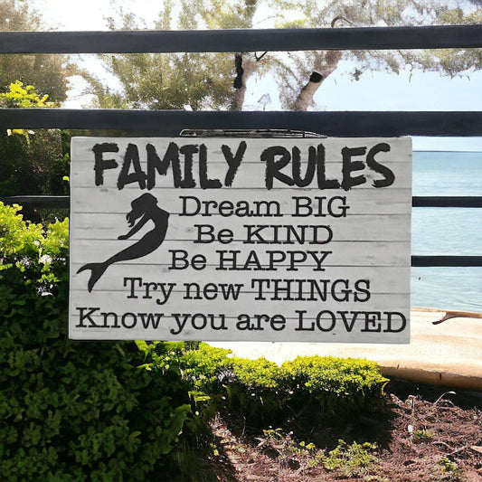 Family Rules with Mermaid Sign - The Renmy Store Homewares & Gifts