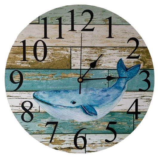 Clock Wall Whale Coastal Aussie Made - The Renmy Store Homewares & Gifts