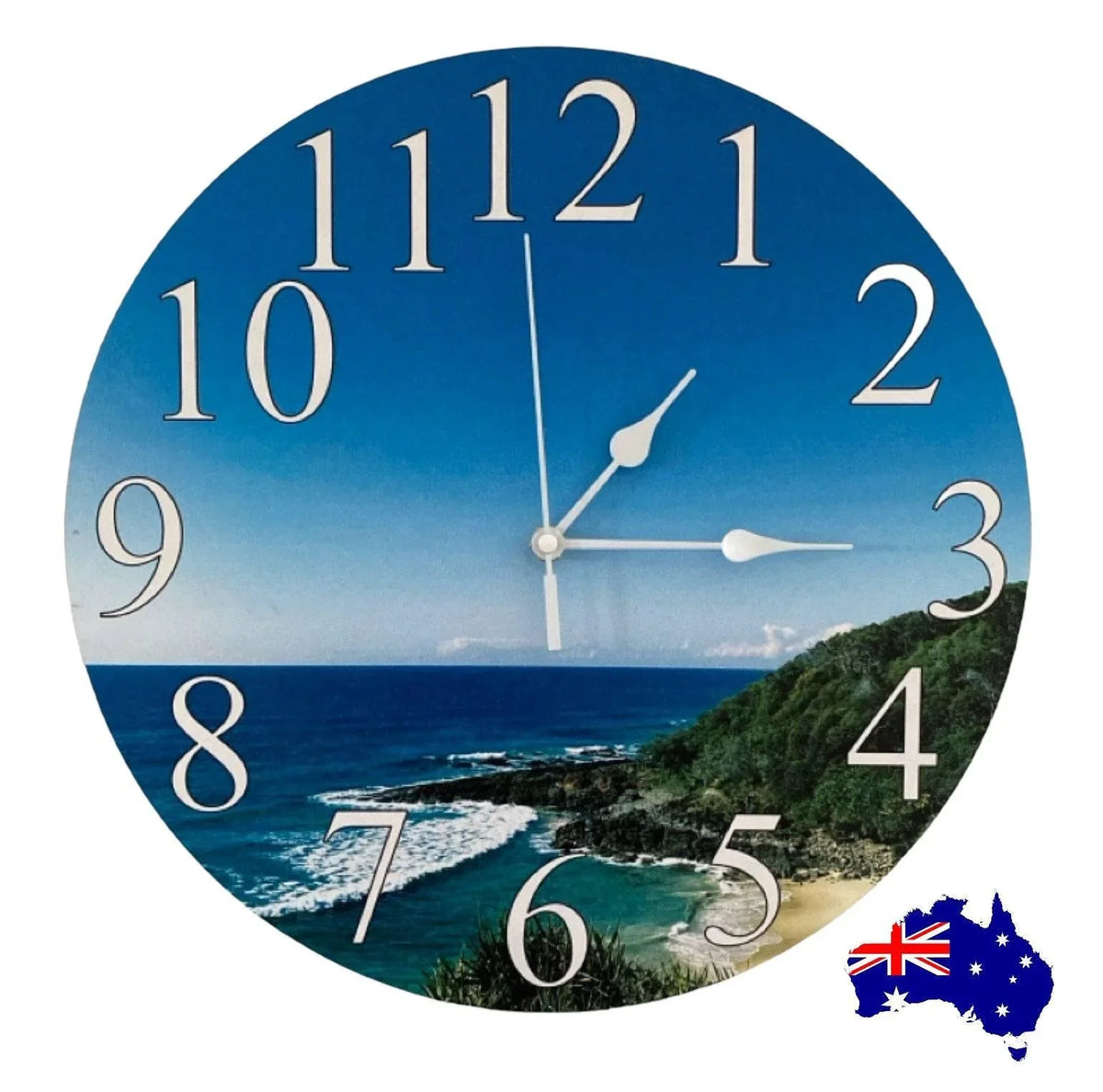 Clock Wall Beach 1770 Agnes 30cm 60cm Aussie Made - The Renmy Store Homewares & Gifts