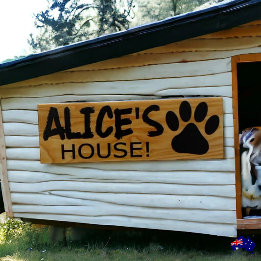 Dog Kennel House Custom Personalised Dark Pets Name Sign - The Renmy Store Homewares & Gifts