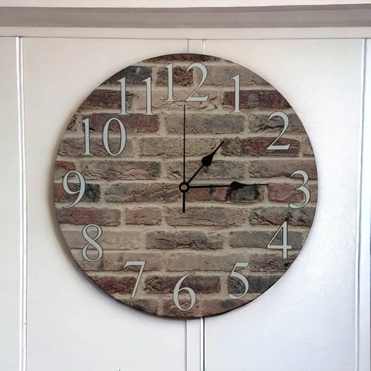 Clock Wall Rustic Brick Aussie Made - The Renmy Store Homewares & Gifts