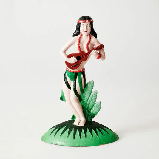 Hula Girl Hawaiian Tropical Cast Iron Door Stop 35cm | Coastal Decor