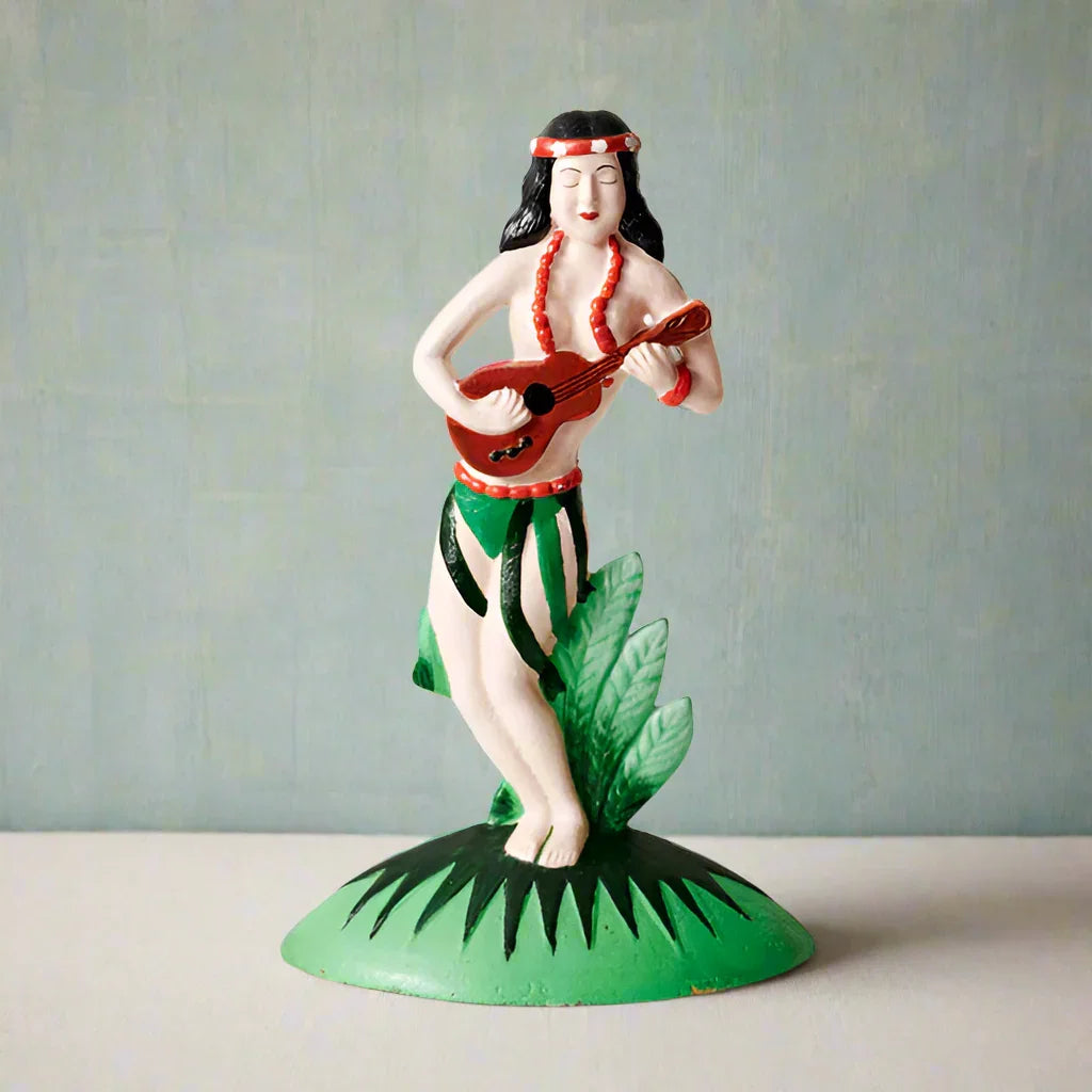 Hula Girl Hawaiian Tropical Cast Iron Door Stop 35cm | Coastal Decor