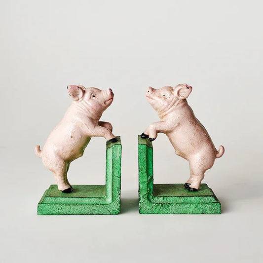 Bookends Bookend Pig Rustic Cast Iron