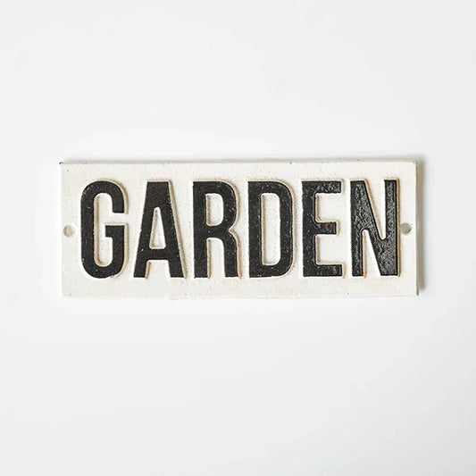 Garden Black White Cast Iron Sign