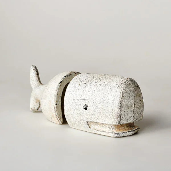 Book Ends Bookend Whale Coastal White Cast Iron