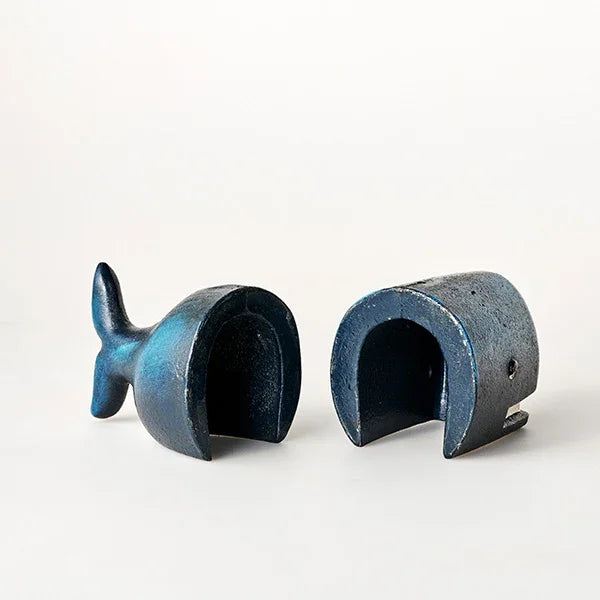 Book Ends Bookend Whale Blue Coastal Cast Iron