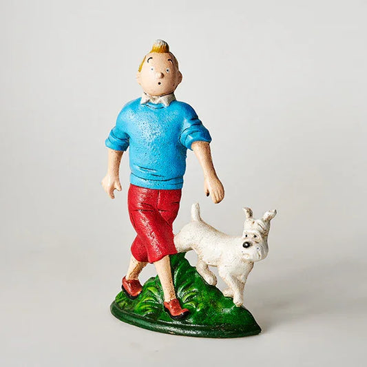 Tintin Boy & Dog Retro Cast Iron Door Stop 34cm | Vintage Decor