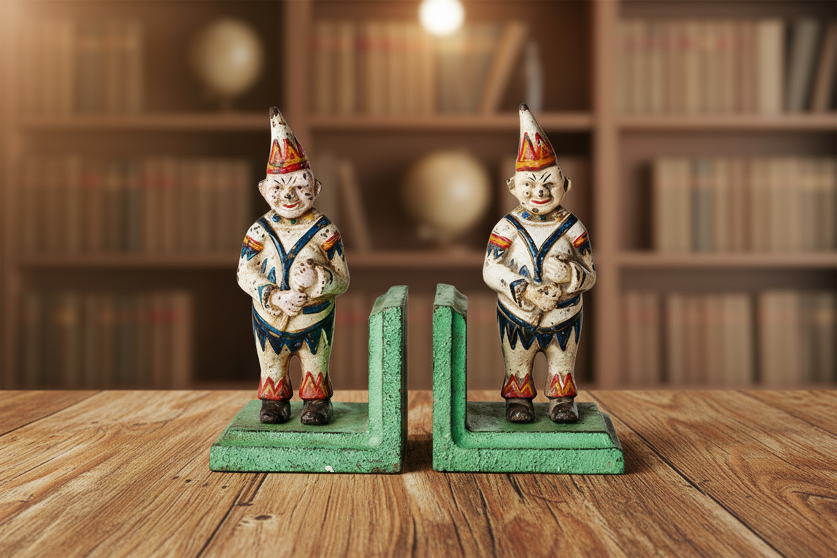 Clown Bookend Vintage Cast Iron Book End 18cm