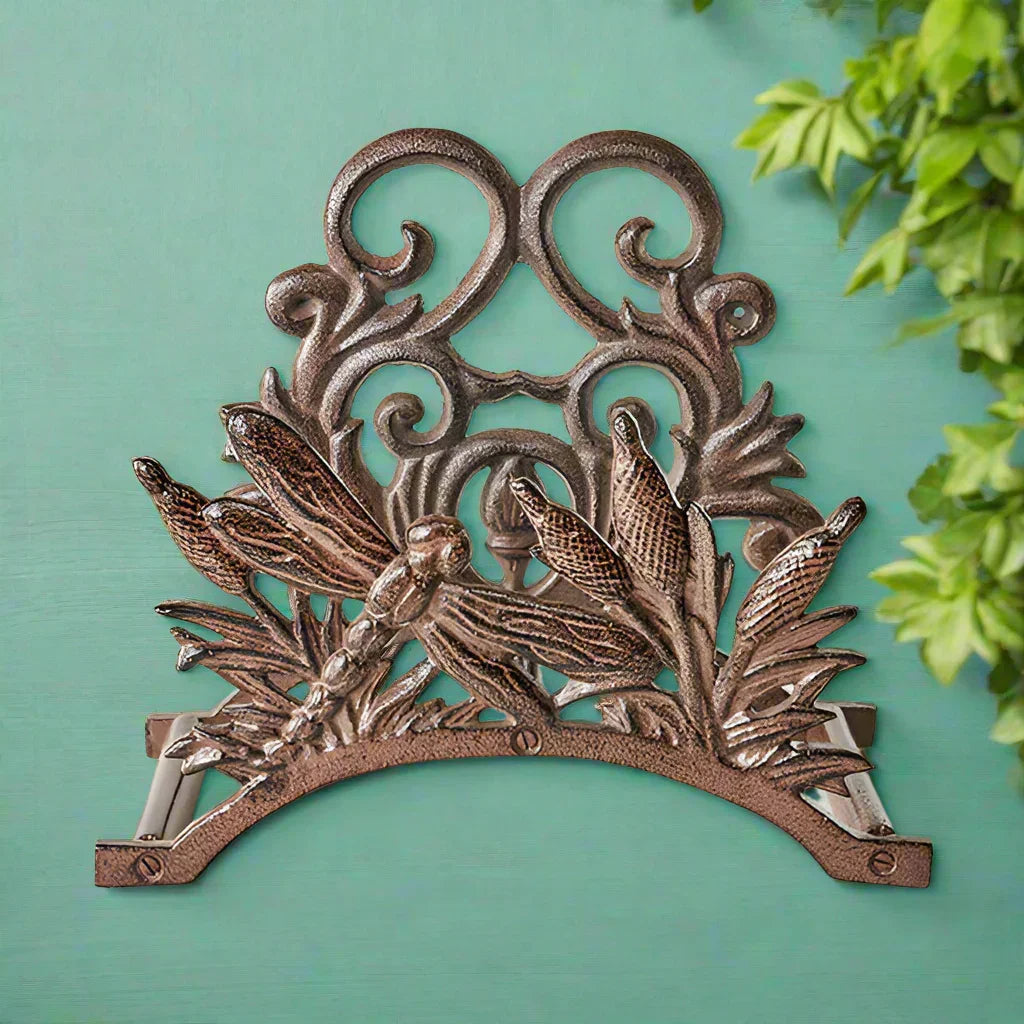 Cast Iron Dragonfly Garden Hose Holder Wall Mount - Decorative Design