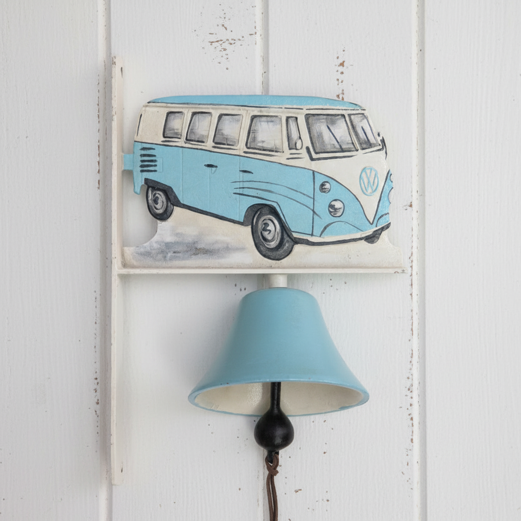 Kombi Van Blue Cast Iron Doorbell 35cm | Retro Coastal Rustic Decor
