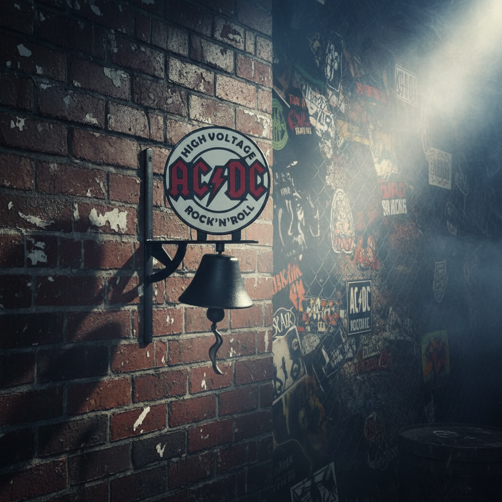 AC/DC Rock & Roll Vintage Cast Iron Doorbell 35cm | Rustic Music Decor