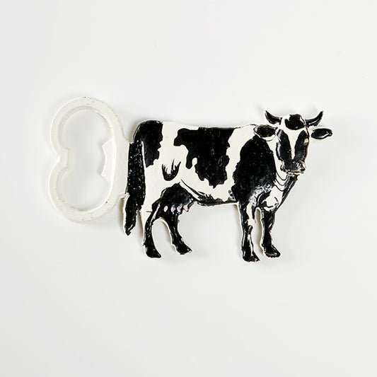 Cow Black White Dairy Bottle Opener - Vintage Cast Iron
