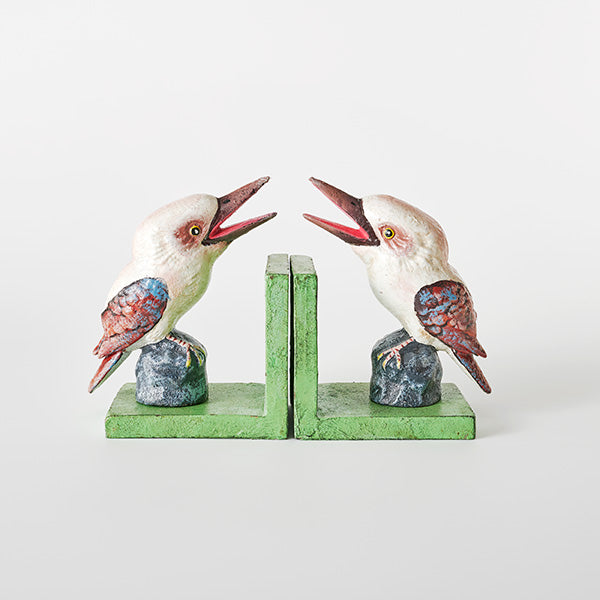 Kookaburra Laughing Cast Iron Bookends 28cm | Decorative Book Ends