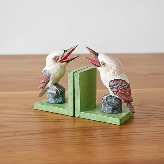Kookaburra Laughing Cast Iron Bookends 28cm | Decorative Book Ends