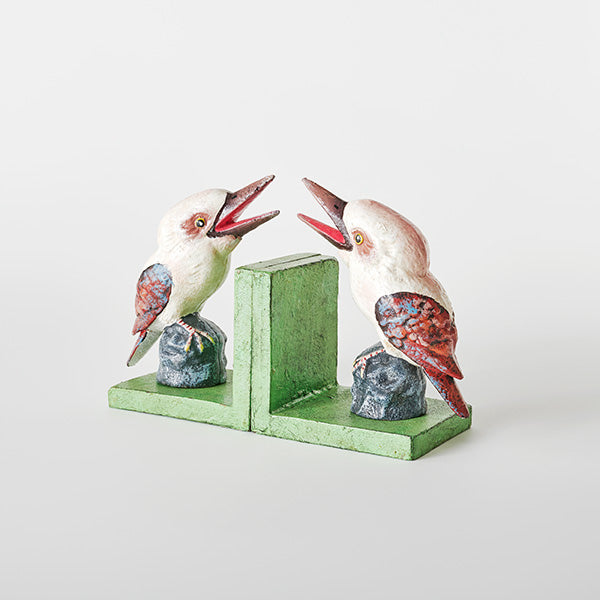 Kookaburra Laughing Cast Iron Bookends 28cm | Decorative Book Ends