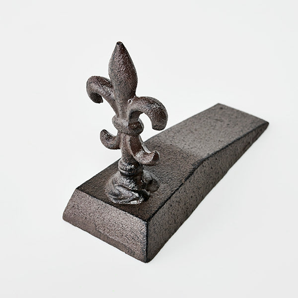 Fleur De Lis Wedge Doorstop | French Provincial Vintage Cast Iron