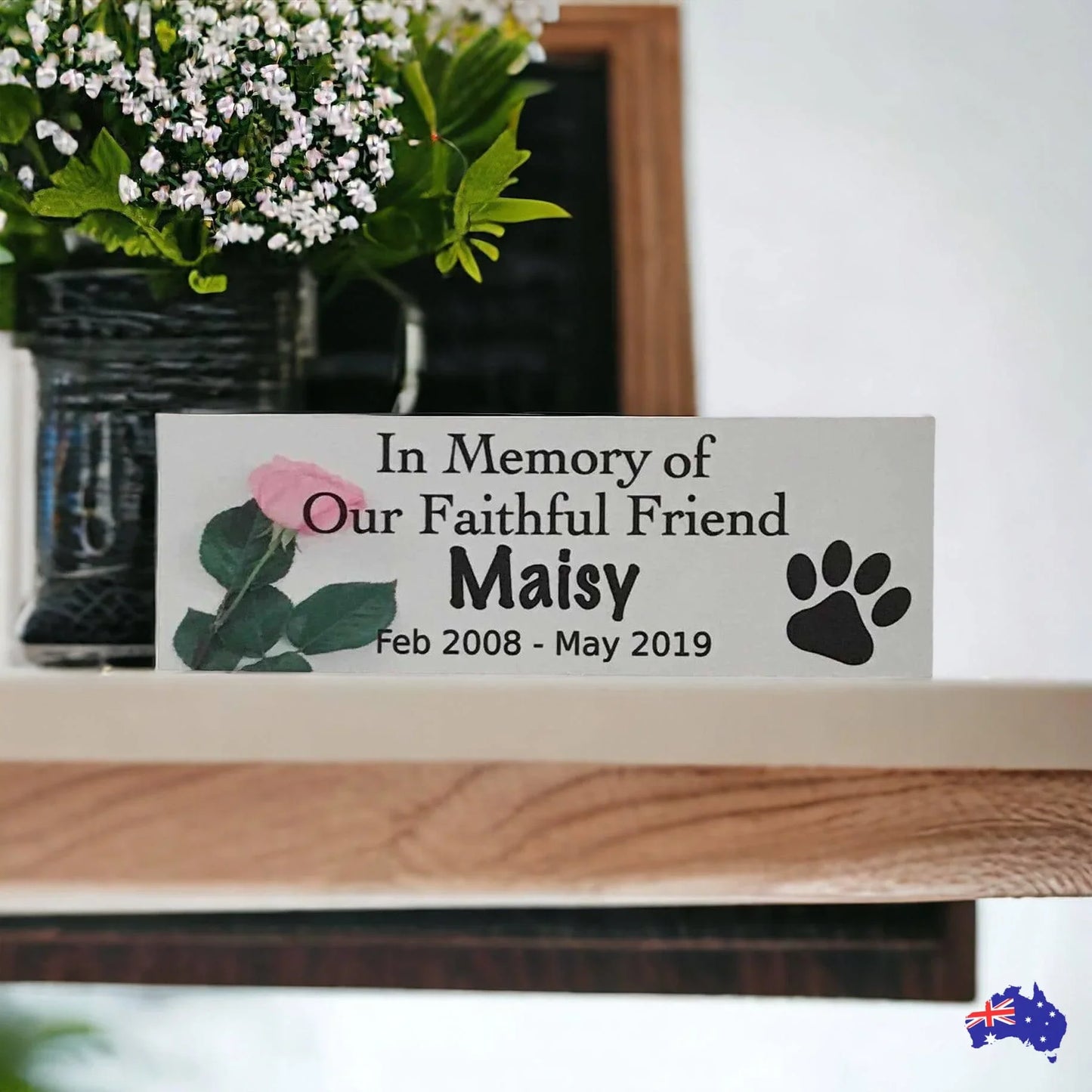 Custom Pet RIP Memorial Dog Cat Sign Rose - The Renmy Store Homewares & Gifts