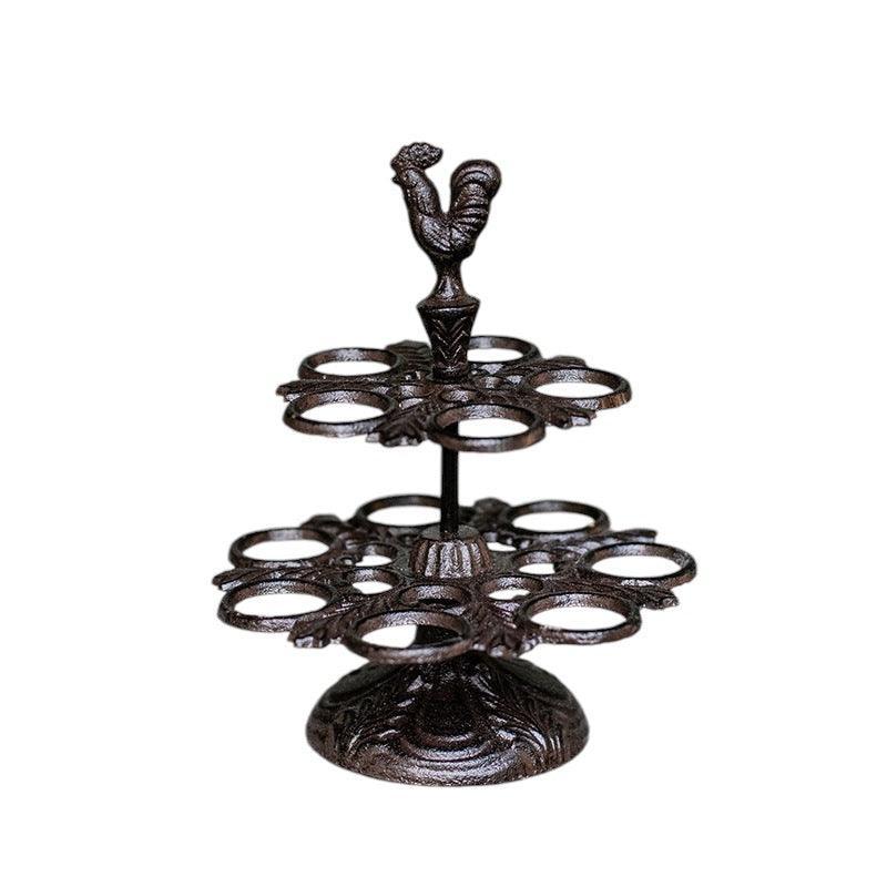 Egg Holder Rack Cast Iron Rooster Country - The Renmy Store Homewares & Gifts