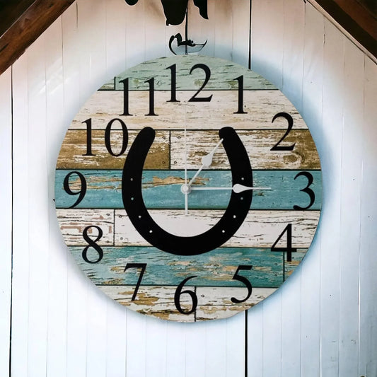 Clock Wall Horse Shoe Country Aussie Made - The Renmy Store Homewares & Gifts
