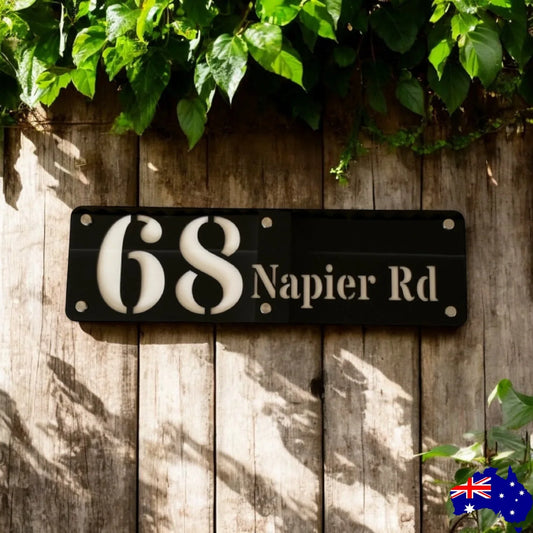 House Number Street Personalised Custom Black Sign - The Renmy Store Homewares & Gifts