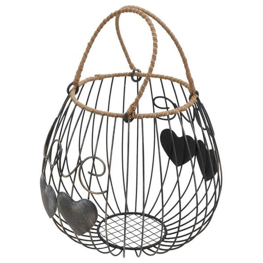 Basket Round Love Farmhouse Metal