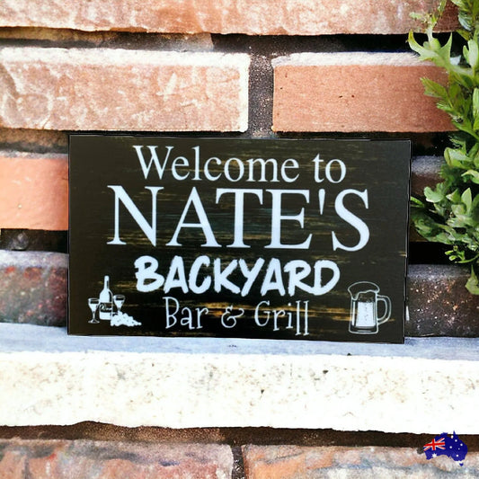 Backyard Bar and Grill Custom Personalised Sign - The Renmy Store Homewares & Gifts