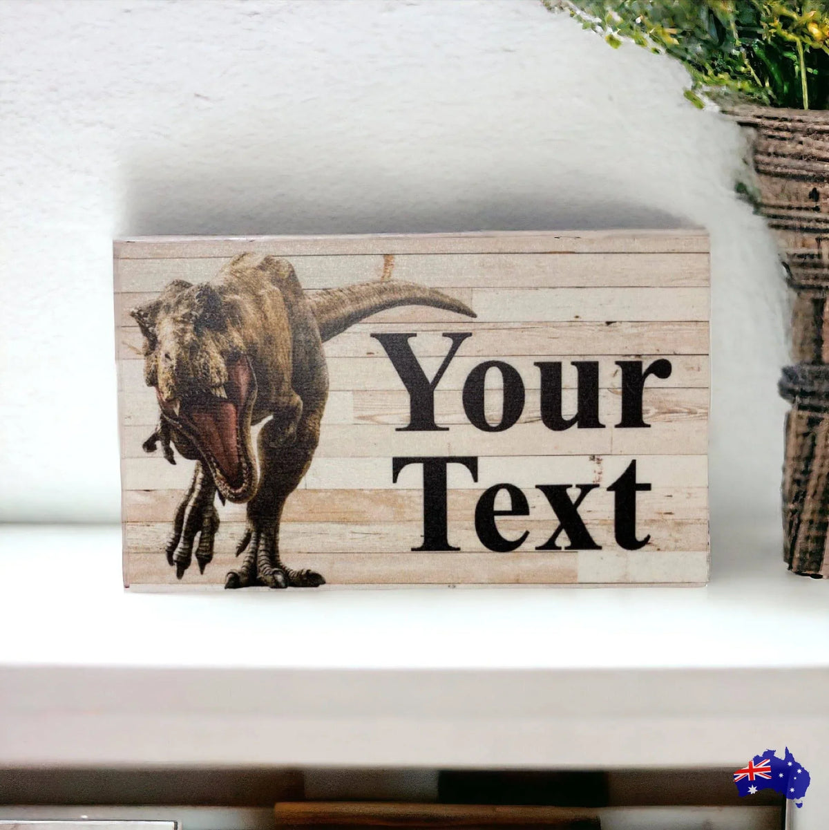 Dinosaur Custom Personalised Rustic Sign - The Renmy Store Homewares & Gifts