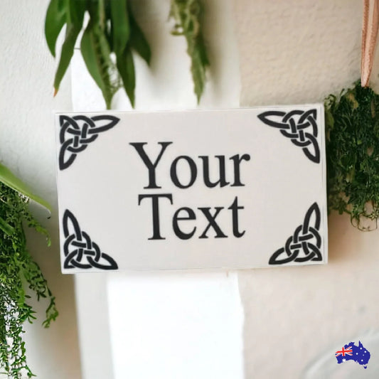 Celtic Scroll White Custom Personalised Sign - The Renmy Store Homewares & Gifts