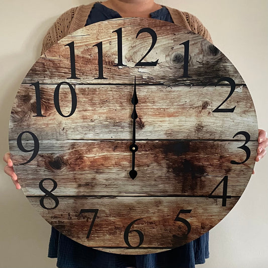 Weathered Rustic Timber Wall Clock | Aussie Made 30cm 60cm