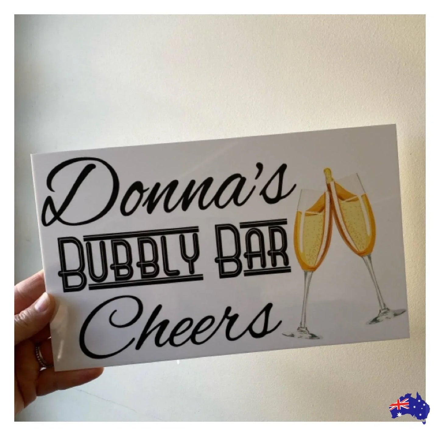 Champagne Bubbly Bar Custom Personalised Sign - The Renmy Store Homewares & Gifts