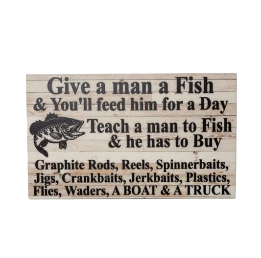 Fishing Life Quote Rustic Bass Sign - The Renmy Store Homewares & Gifts