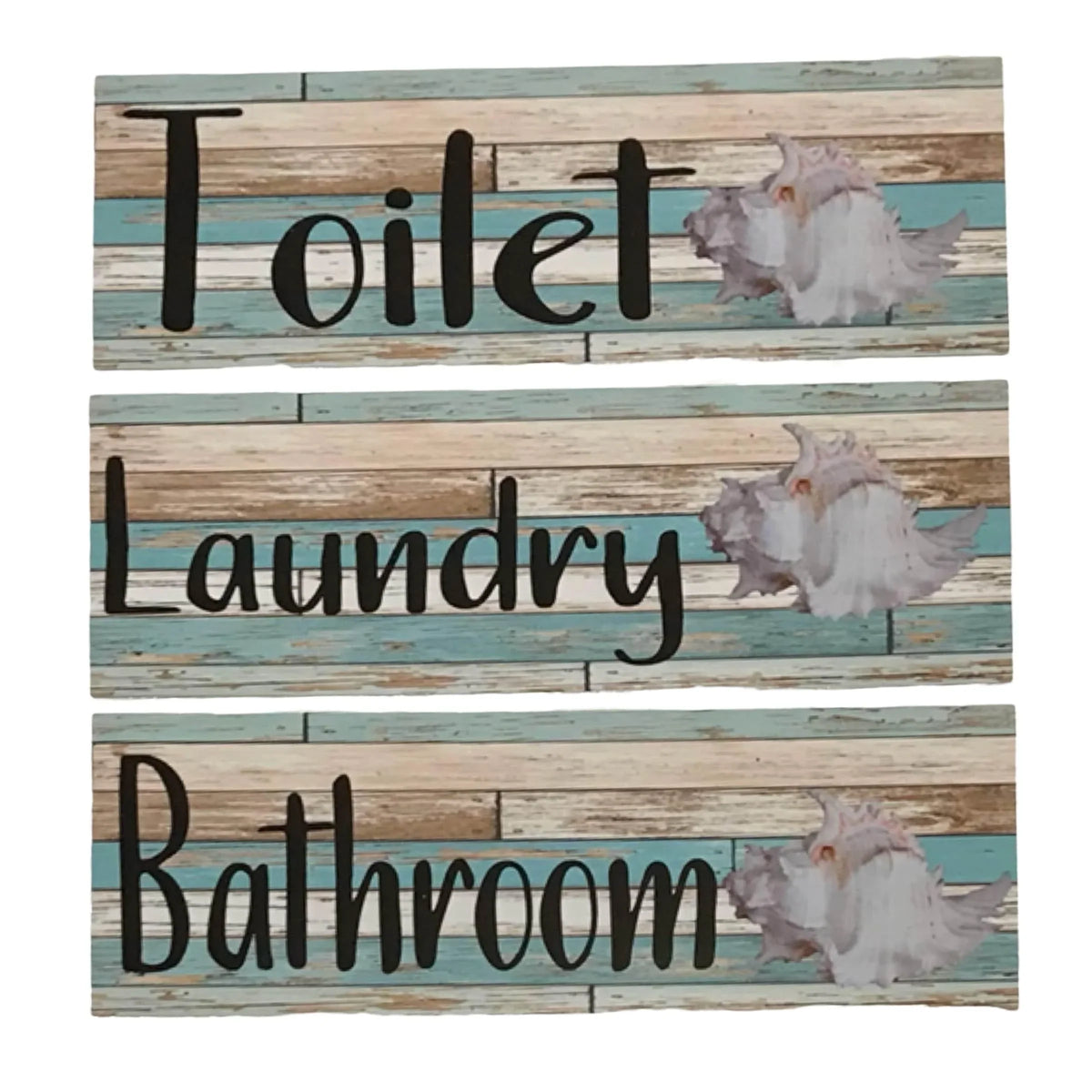 White Shell Mint Rustic Sign Toilet Laundry Bathroom - The Renmy Store Homewares & Gifts