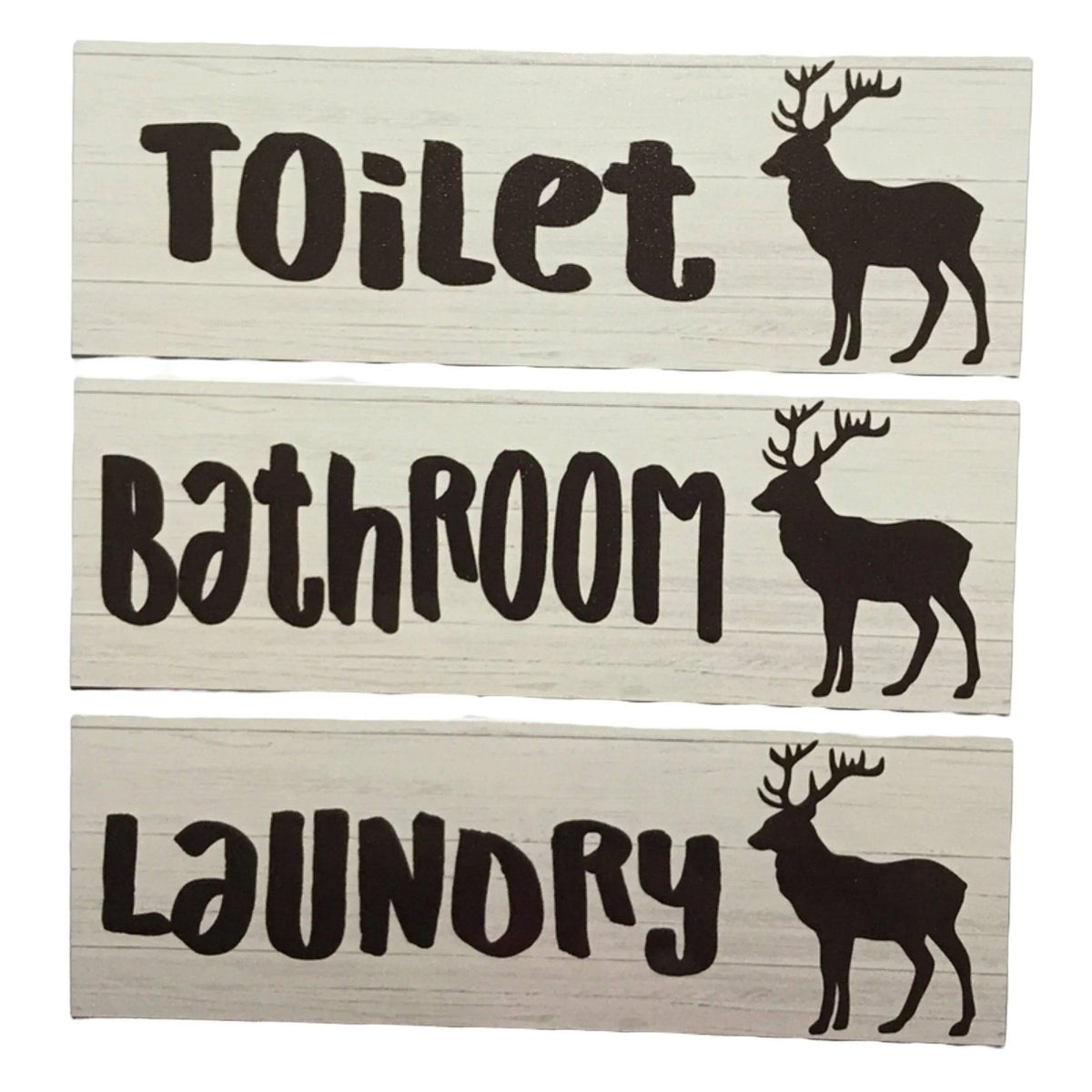 Stag Deer Black Door Sign Toilet Laundry Bathroom - The Renmy Store Homewares & Gifts