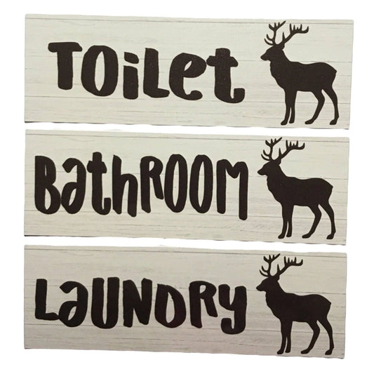 Stag Deer Black Door Sign Toilet Laundry Bathroom - The Renmy Store Homewares & Gifts
