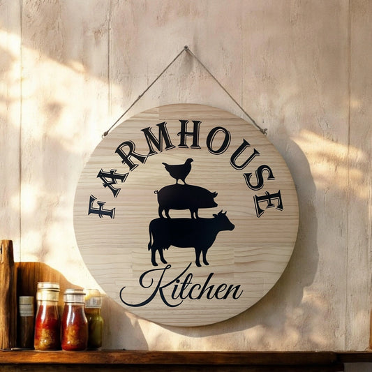 Farmhouse Kitchen Chicken Pig Cow Wood Sign - The Renmy Store Homewares & Gifts