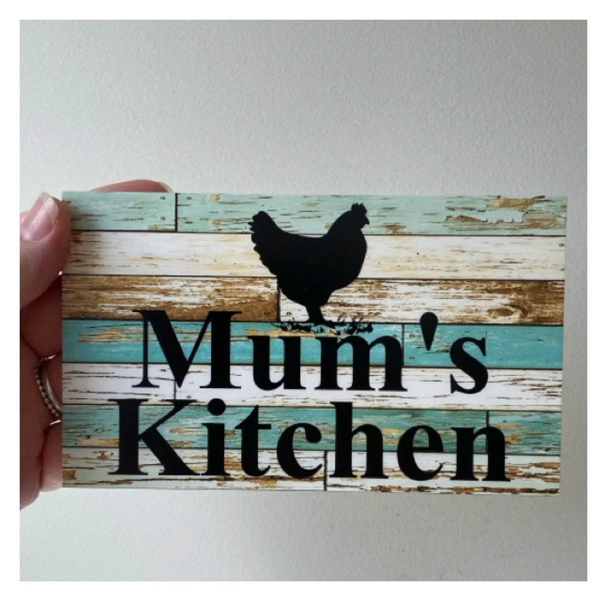 Chicken Hen Custom Personalised Sign Rustic Blue - The Renmy Store Homewares & Gifts