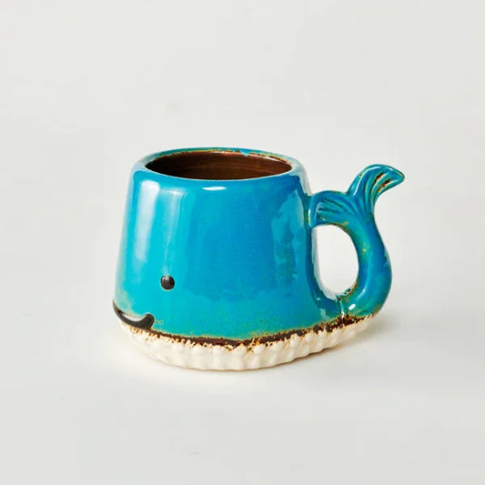 Cup Mug Whale Blue Coastal Ceramic