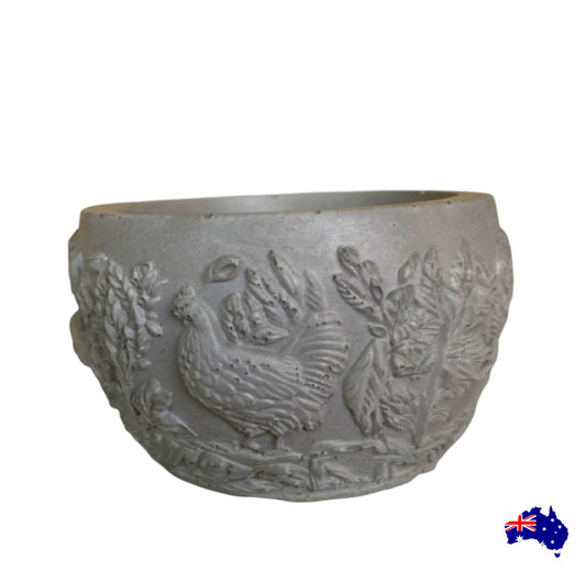 Planter Pot Chicken Rooster Aussie Handmade Concrete