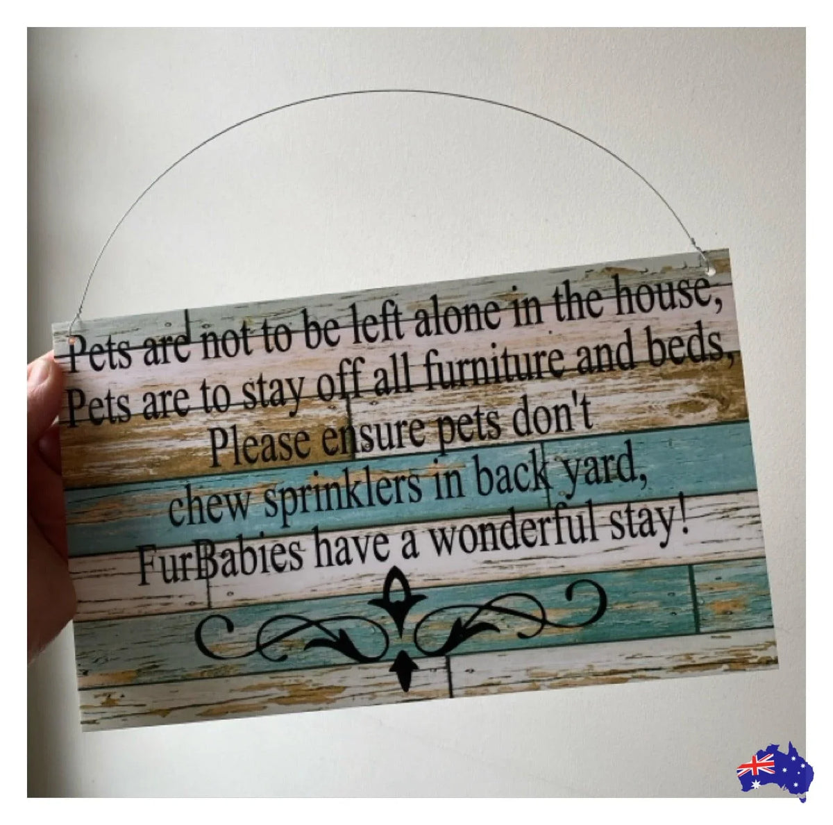 Custom Personalised Blue Timber Look Sign - The Renmy Store Homewares & Gifts