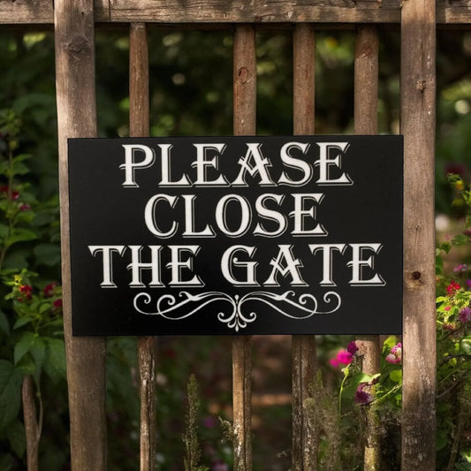 Please Close The Gate Black Vintage Sign - The Renmy Store Homewares & Gifts