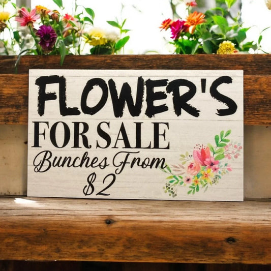 Flowers For Sale Farm Road Stall Custom Homesteading Sign - The Renmy Store Homewares & Gifts