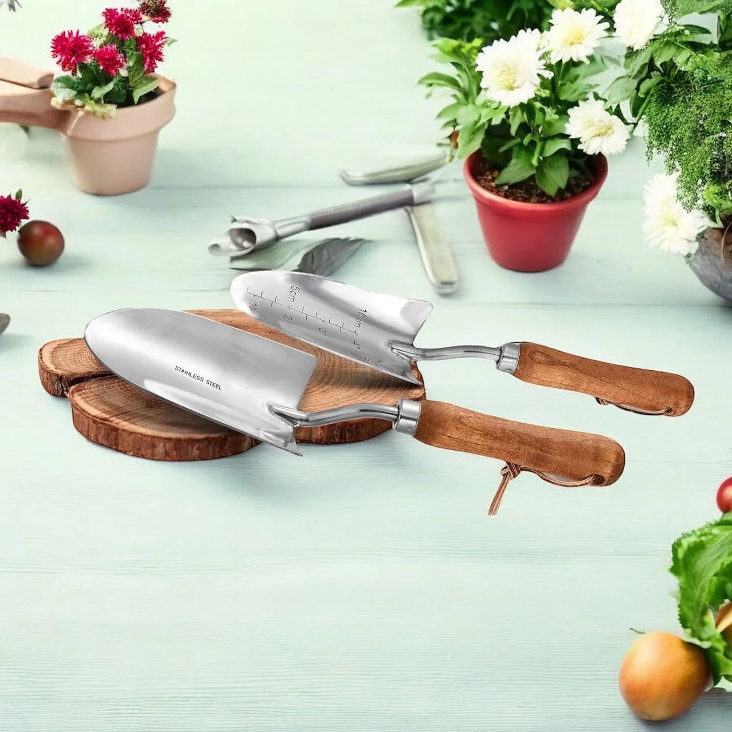 Garden Tool 4 Piece Set Stainless Steel Wooden Handle - The Renmy Store Homewares & Gifts