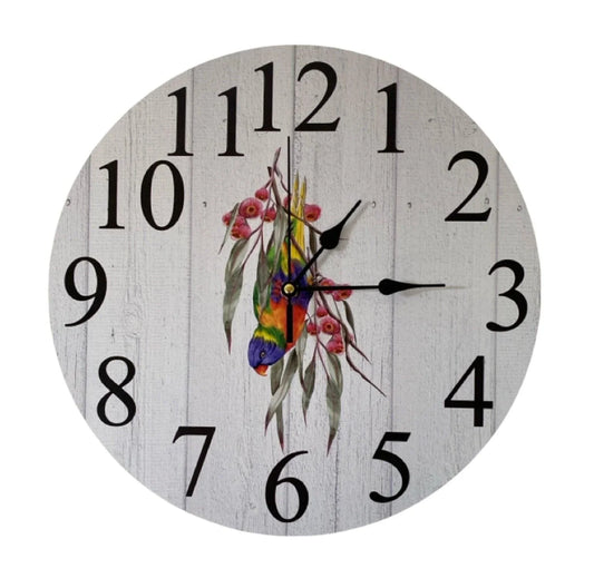 Clock Wall Lorikeet Lorie Bird Parrot 30cm 60cm Aussie Made - The Renmy Store Homewares & Gifts