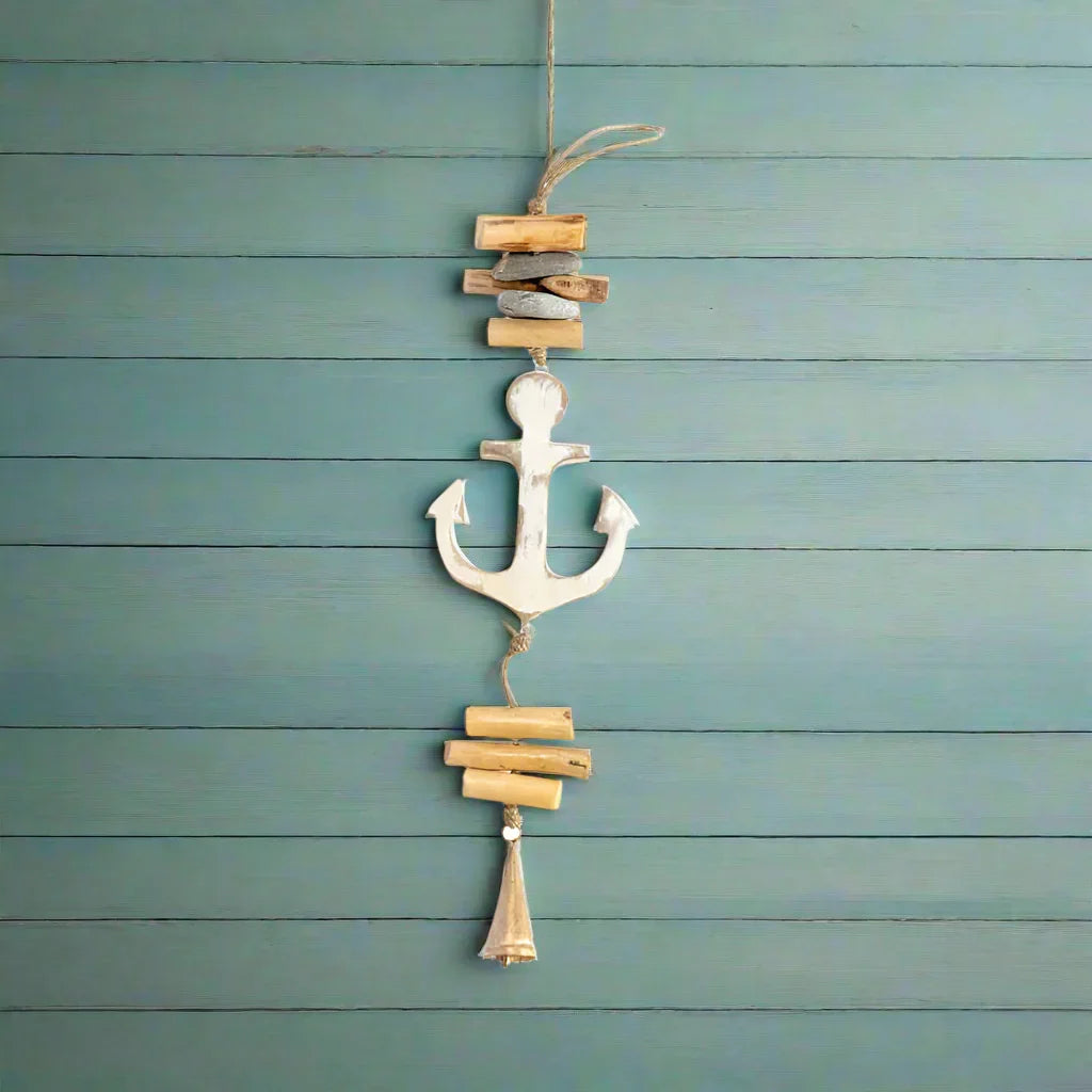 Anchor Hanging Wood Coastal Beach House 12x52cm