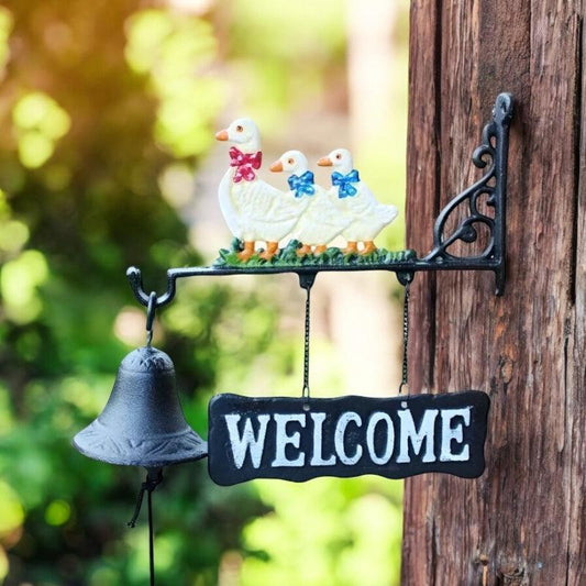 Door Bell Welcome Duck Family Cast Iron - The Renmy Store Homewares & Gifts