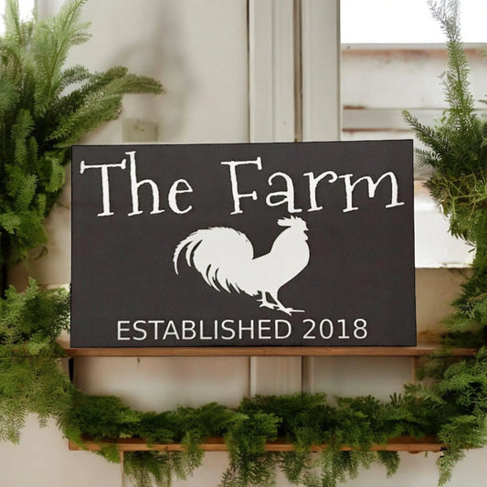 The Farm Est. Custom Year Rooster Sign - The Renmy Store Homewares & Gifts